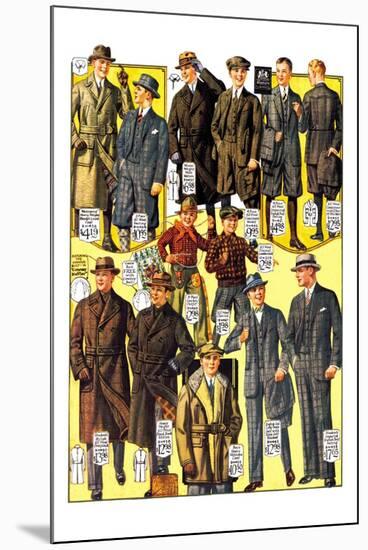 Stylish Boys and Youths with Suits and Coats-null-Mounted Art Print