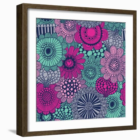 Stylish Bright Pattern Made of Gorgeous Flowers-smilewithjul-Framed Art Print