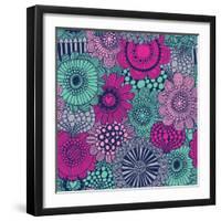 Stylish Bright Pattern Made of Gorgeous Flowers-smilewithjul-Framed Art Print