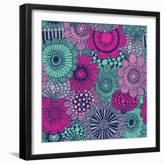 Stylish Bright Pattern Made of Gorgeous Flowers-smilewithjul-Framed Art Print