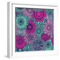 Stylish Bright Pattern Made of Gorgeous Flowers-smilewithjul-Framed Art Print