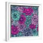 Stylish Bright Pattern Made of Gorgeous Flowers-smilewithjul-Framed Art Print