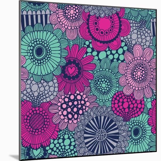Stylish Bright Pattern Made of Gorgeous Flowers-smilewithjul-Mounted Art Print