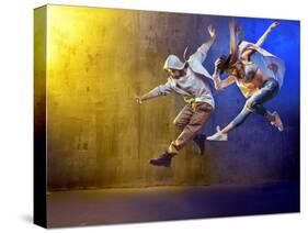 Stylish Dancers Dancing in a Concrete Place-Konrad B?k-Stretched Canvas