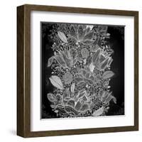 Stylish Floral Background, Hand Drawn Retro Flowers-Ozerina Anna-Framed Art Print