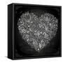 Stylish Floral Heart, Hand Drawn Retro Flowers-Ozerina Anna-Framed Stretched Canvas