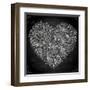 Stylish Floral Heart, Hand Drawn Retro Flowers-Ozerina Anna-Framed Art Print