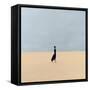 Stylish Girl in Black Clothes Walking in the Desert-Evgeniya Porechenskaya-Framed Stretched Canvas