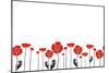 Stylish Red and Black Poppies on White Background-Alisa Foytik-Mounted Art Print