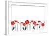 Stylish Red and Black Poppies on White Background-Alisa Foytik-Framed Art Print