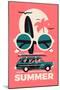 Stylish Vector Concept Design on Summer. Summer Surfing Limited Colors Illustration with Sun Silhou-Mascha Tace-Mounted Art Print