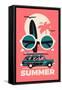 Stylish Vector Concept Design on Summer. Summer Surfing Limited Colors Illustration with Sun Silhou-Mascha Tace-Framed Stretched Canvas