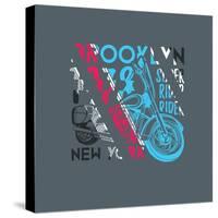 Stylish Vector Illustration of Vintage New York Brooklyn Rider Motorcycle Club. T-Shirts Graphic Mo-Artem Kovalenco-Stretched Canvas