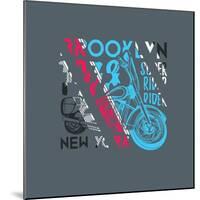 Stylish Vector Illustration of Vintage New York Brooklyn Rider Motorcycle Club. T-Shirts Graphic Mo-Artem Kovalenco-Mounted Art Print