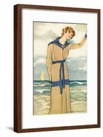 Stylish Woman by the Sea-null-Framed Art Print