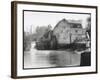 Stylish Woman Well Wrapped up for a Cold Day Stops to Admire Castle Mill Dorking Surrey England-null-Framed Art Print