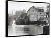 Stylish Woman Well Wrapped up for a Cold Day Stops to Admire Castle Mill Dorking Surrey England-null-Framed Stretched Canvas