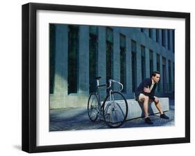 Stylish Young Man with Classic Bicycle Stylish Young Man with Classic Bicycle-GaudiLab-Framed Photographic Print