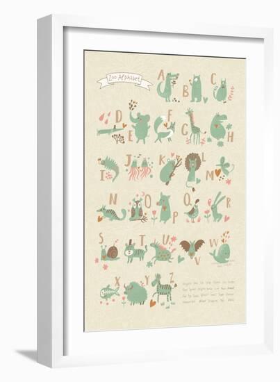 Stylish Zoo Alphabet in Vector. Lovely Animals with English Letters and Names. Best Abc-Poster in S-smilewithjul-Framed Art Print