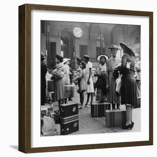 Stylishly Dressed African American Women at New York City's Pennsylvania Station. August 1942-null-Framed Photo