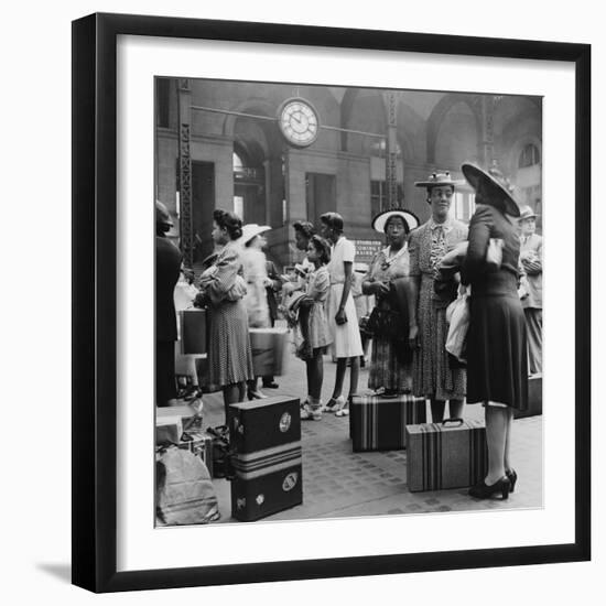 Stylishly Dressed African American Women at New York City's Pennsylvania Station. August 1942-null-Framed Photo