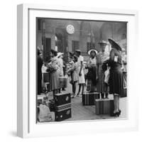 Stylishly Dressed African American Women at New York City's Pennsylvania Station. August 1942-null-Framed Photo