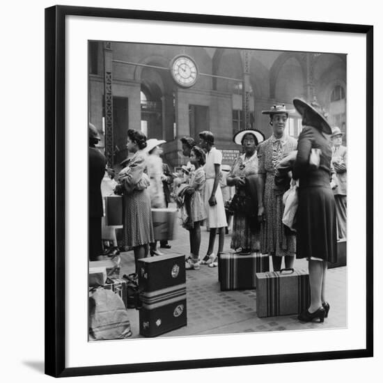 Stylishly Dressed African American Women at New York City's Pennsylvania Station. August 1942-null-Framed Photo
