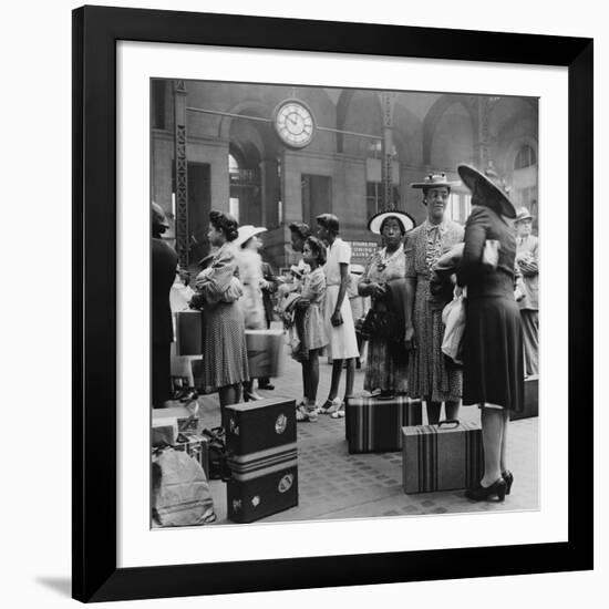 Stylishly Dressed African American Women at New York City's Pennsylvania Station. August 1942-null-Framed Photo