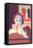 Stylized Actress Holding Comedy Mask-null-Framed Stretched Canvas