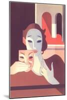 Stylized Actress Holding Comedy Mask-null-Mounted Art Print