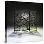 Stylized Apple Blossom Branches and Spider Webs Leaded Glass and Bronze Three-Panel Tea Screen-Adler & Sullivan-Stretched Canvas