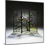 Stylized Apple Blossom Branches and Spider Webs Leaded Glass and Bronze Three-Panel Tea Screen-Adler & Sullivan-Mounted Giclee Print