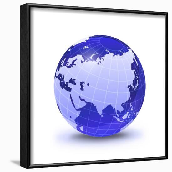 Stylized Earth Globe with Grid, Showing Asia And Europe-Stocktrek Images-Framed Photographic Print