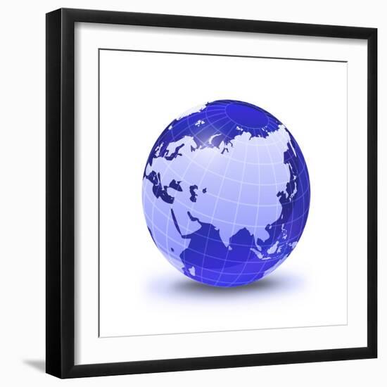 Stylized Earth Globe with Grid, Showing Asia And Europe-Stocktrek Images-Framed Photographic Print