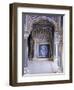 Stylized Foral Motif, Chalk Blue and White Painted Mahal, the City Palace, Jaipur, India-John Henry Claude Wilson-Framed Photographic Print