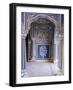 Stylized Foral Motif, Chalk Blue and White Painted Mahal, the City Palace, Jaipur, India-John Henry Claude Wilson-Framed Photographic Print