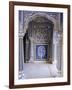 Stylized Foral Motif, Chalk Blue and White Painted Mahal, the City Palace, Jaipur, India-John Henry Claude Wilson-Framed Photographic Print