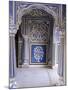 Stylized Foral Motif, Chalk Blue and White Painted Mahal, the City Palace, Jaipur, India-John Henry Claude Wilson-Mounted Photographic Print