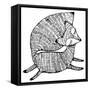 Stylized Fox. Forest Animals. Cute Fox. Line Art. Black and White Drawing by Hand. Graphic Arts. Ta-In Art-Framed Stretched Canvas