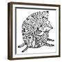 Stylized Fox. Forest Animals. Cute Fox. Line Art. Black and White Drawing by Hand. Graphic Arts. Ta-In Art-Framed Art Print