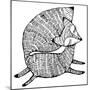 Stylized Fox. Forest Animals. Cute Fox. Line Art. Black and White Drawing by Hand. Graphic Arts. Ta-In Art-Mounted Art Print