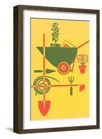 Stylized Gardening Implements-null-Framed Art Print