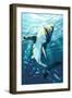 Stylized Great White Shark-Lantern Press-Framed Art Print