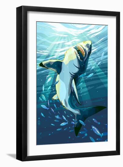 Stylized Great White Shark-Lantern Press-Framed Art Print