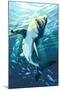 Stylized Great White Shark-Lantern Press-Mounted Art Print