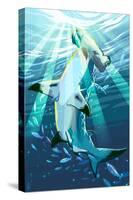 Stylized Hammerhead Shark-Lantern Press-Stretched Canvas