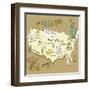 Stylized Map Of America. Things That Different Regions In Usa Are Famous For-Alisa Foytik-Framed Art Print