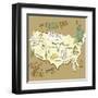 Stylized Map Of America. Things That Different Regions In Usa Are Famous For-Alisa Foytik-Framed Art Print