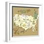 Stylized Map Of America. Things That Different Regions In Usa Are Famous For-Alisa Foytik-Framed Art Print