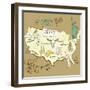 Stylized Map Of America. Things That Different Regions In Usa Are Famous For-Alisa Foytik-Framed Art Print